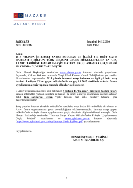 2015 YILINDA İNTERNET SATIŞI BULUNAN VE