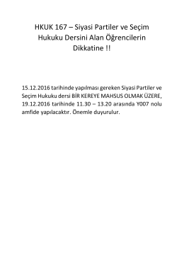 HKUK 167 &ndash; Siyasi Partiler ve Se&ccedil;im Hukuku Dersini Alan