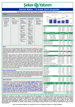 Günlük Bülten - Şeker Yatırım