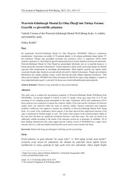 Warwick-Edinburgh Mental İyi Oluş Ölçeği`nin Türkçe Formu