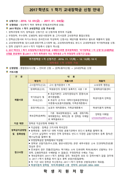 2017 학년도 1 학기 교내장학금 신청 안내 학 생 지 원 처 장