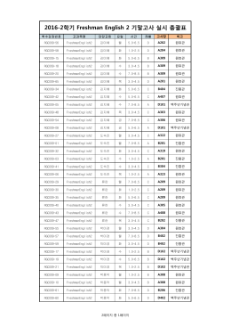 2016-2학기 Freshman English 2 기말고사 실시 총괄표