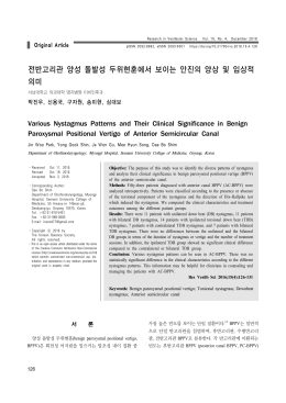 전반고리관 양성 돌발성 두위현훈에서 보이는 안진의 양상 및 임상적