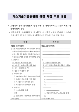 가스기술기준위원회 규정 개정 주요 내용