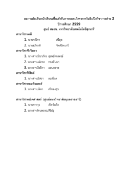 ผลการคัดเลือกนักเรียนเพื่อเข  ารับการอบรมโครงการโอลิมป  กวิชาการค  าย