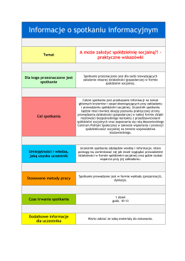 A może założyć spółdzielnię socjalną?!