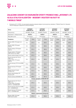 ZałącZnik cenowy do warunk&oacute;w oferty Promocyjnej - T