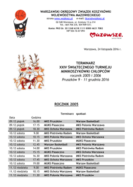 Terminarz turnieju