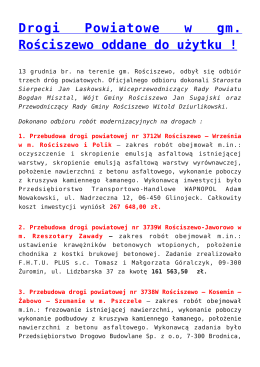 Drogi Powiatowe w gm. Rościszewo oddane do użytku !