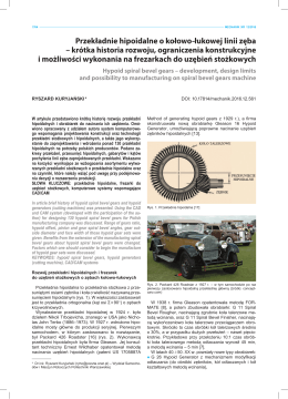 Przekładnie hipoidalne o kołowo-łukowej linii zęba