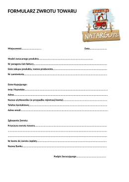 formularz zwrotu towaru