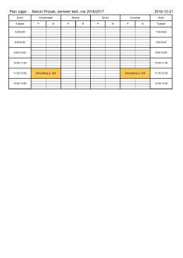 Plan zajęć - Marcin Procek, semestr letni, rok 2016/2017 2016-12-14