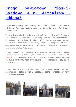 Droga powiatowa Piaski-Gozdowo w m. Antoniewo