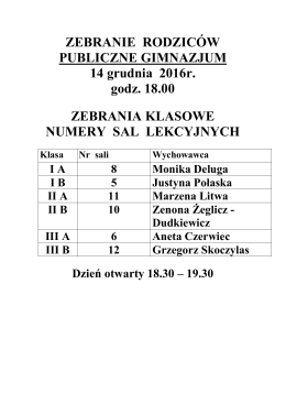 ZEBRANIE RODZIC&Oacute;W przydział sal