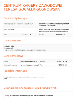CENTRUM KARIERY ZAWODOWEJ TERESA GOCAŁEK