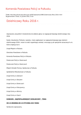 Dzielnicowy Roku 2016 r. - Komenda Powiatowa Policji w Pułtusku