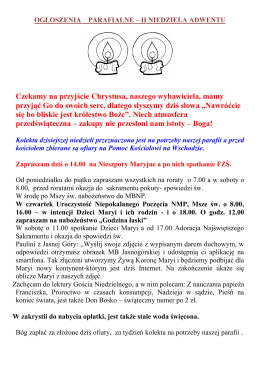OGŁOSZENIA PARAFIALNE &ndash; IV Niedziela Wielkanocna