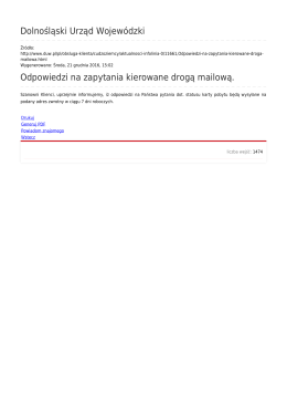 Dolnośląski Urząd Wojewódzki Odpowiedzi na zapytania kierowane