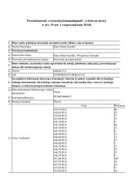Powiadomienie o transakcji/transakcjach*, o którym