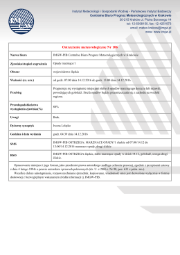 Ostrzeżenie meteorologiczne nr 106 oblodzenie