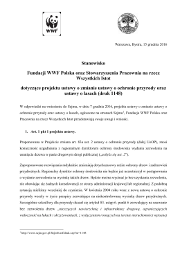 Stanowisko Fundacji WWF Polska oraz Stowarzyszenia
