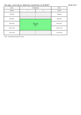 Plan zajęć - prof.dr hab.in . Witold Gnot, semestr letni, rok 2016/2017