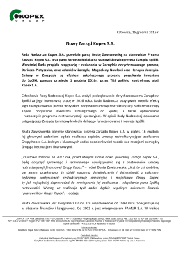 2016 12 15 Nowy Zarząd Kopex SA