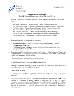 pobierz komunikat - Komisja Nadzoru Finansowego