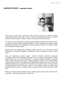 MARIAN PROKOP &ndash; operator obrazu