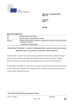 15310/16 ADD 1 dj/MO/dk 1 DG G 3 B Oświadczenie Niderlandów w