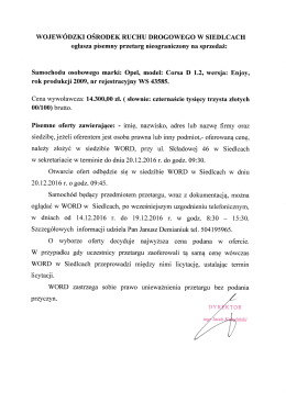 WOJEW ODZKI OŚnOUBK RUCHU DROGOWEGO