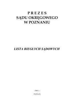 Lista Biegłych Sądowych