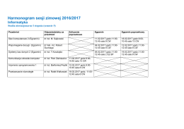 Harmonogram sesji zimowej 2016/2017 Informatyka