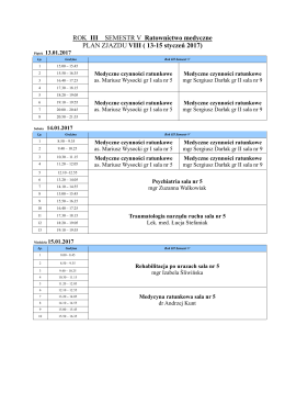Plan zajęć rok III RM sem zimowy 2016-2017