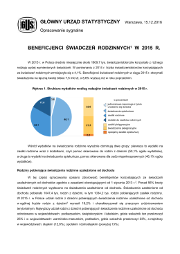 Beneficjenci świadczeń rodzinnych w 2015 roku
