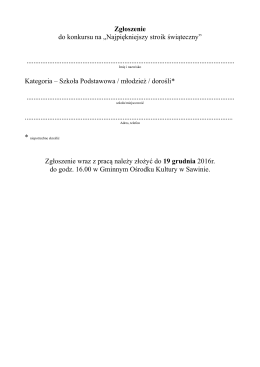 Zgłoszenie do konkursu na „Najpiękniejszy stroik świąteczny