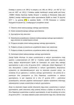 Zwołanie walnego zgromadzenia