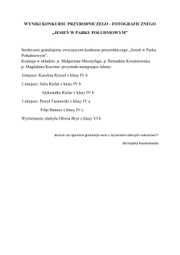 WYNIKI KONKURSU PRZYRODNICZEGO