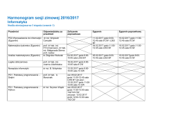 Harmonogram sesji zimowej 2016/2017 Informatyka