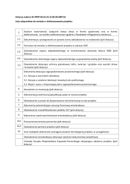 Lista załączników do wniosku o dofinansowanie projektu ()