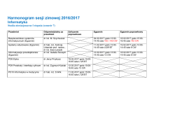 Harmonogram sesji zimowej 2016/2017 Informatyka
