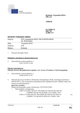 15365/16 dt/MO/dk 1 GIP 1B 1. Przyjęcie porządku obrad Działania