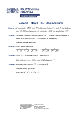 Zadania &ndash; etap II (kl. I i II gimnazjum)