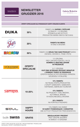 NEWSLETTER GRUDZIEŃ 2016