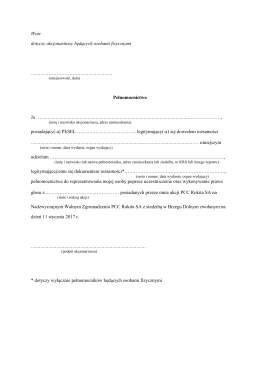 Wz&oacute;r pełnomocnictwa NWZ 20170111