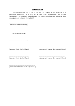 Zgoda dla osoby niepełnoletniej