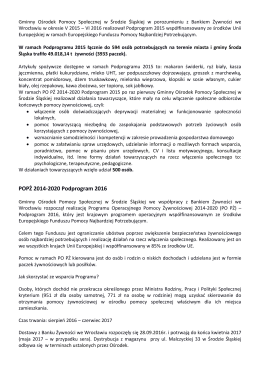 POPŻ 2014-2020 Podprogram 2016