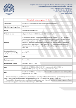 Ostrzeżenie meteorologiczne Nr 68