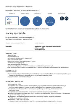 starszy specjalista w Wydziale Skarbu Państwa i Nieruchomości
