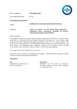 Notification on transactions concerning PZU SA shares